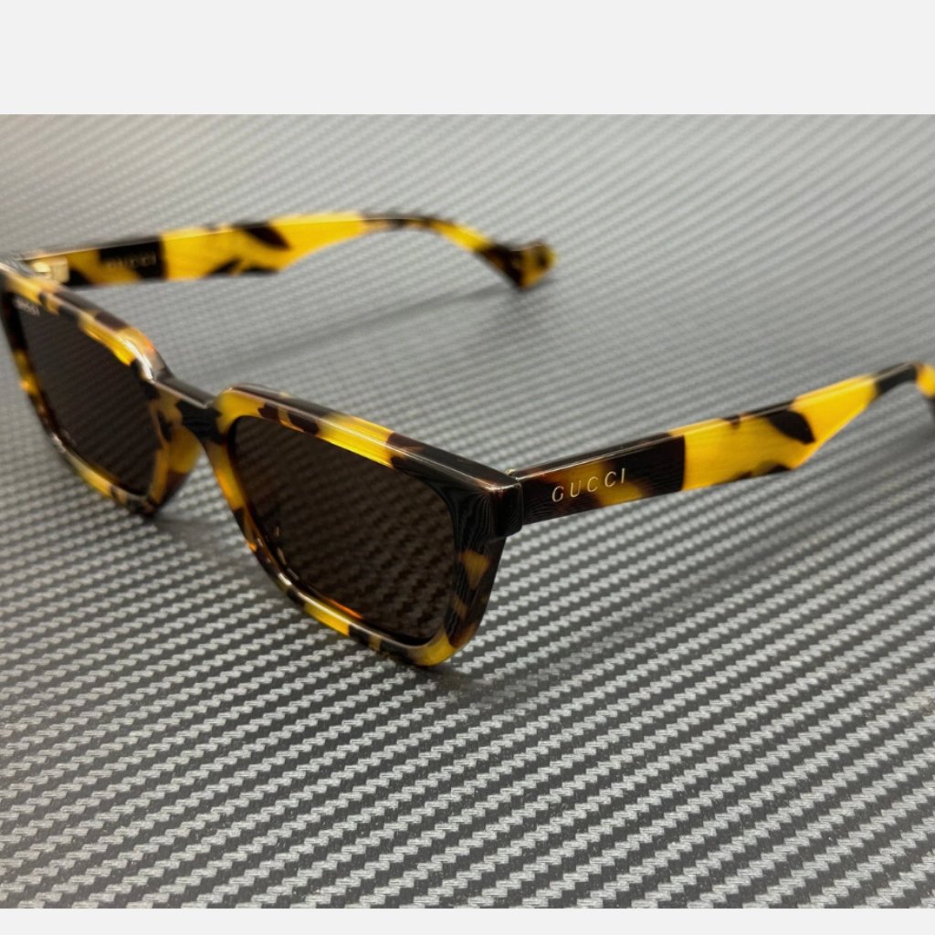 Gucci Yellow Havana Brown Men's Medium 55 Mm Sunglasses